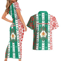 Tsardom Of Bulgaria Couples Matching Short Sleeve Bodycon Dress and Hawaiian Shirt Slavic Patterns - Wonder Print Shop