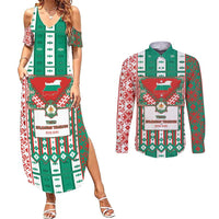 Tsardom Of Bulgaria Couples Matching Summer Maxi Dress and Long Sleeve Button Shirt Slavic Patterns - Wonder Print Shop