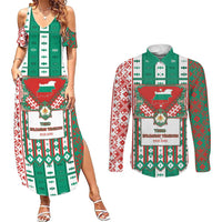 Tsardom Of Bulgaria Couples Matching Summer Maxi Dress and Long Sleeve Button Shirt Slavic Patterns - Wonder Print Shop