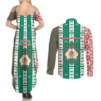 Tsardom Of Bulgaria Couples Matching Summer Maxi Dress and Long Sleeve Button Shirt Slavic Patterns - Wonder Print Shop
