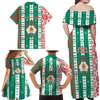 Tsardom Of Bulgaria Family Matching Off Shoulder Maxi Dress and Hawaiian Shirt Slavic Patterns - Wonder Print Shop
