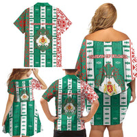 Tsardom Of Bulgaria Family Matching Off Shoulder Short Dress and Hawaiian Shirt Slavic Patterns - Wonder Print Shop