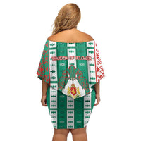 Tsardom Of Bulgaria Family Matching Off Shoulder Short Dress and Hawaiian Shirt Slavic Patterns - Wonder Print Shop