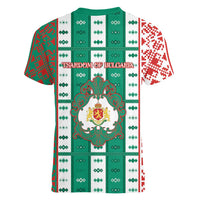 Tsardom Of Bulgaria Women V-Neck T-Shirt Slavic Patterns - Wonder Print Shop