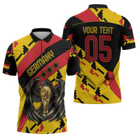 Custom Germany Football Zipper Polo Shirt Majestic Eagle And Gold Trophy Unique Style