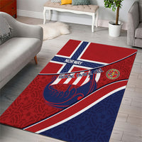 Norway Football Area Rug Viking Ship Nordic Patterns