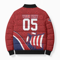 Custom Norway Football Bomber Puffer Jacket Viking Ship Nordic Patterns