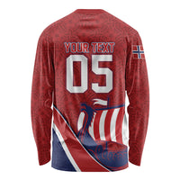Custom Norway Football Long Sleeve Shirt Viking Ship Nordic Patterns