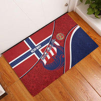 Norway Football Rubber Doormat Viking Ship Nordic Patterns