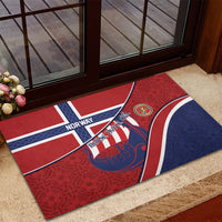 Norway Football Rubber Doormat Viking Ship Nordic Patterns