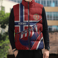 Custom Norway Football Sleeveless Puffer Jacket Viking Ship Nordic Patterns