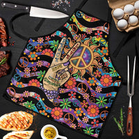 Hippie Apron Hand Gesture V With Peace Symbol - Wonder Print Shop
