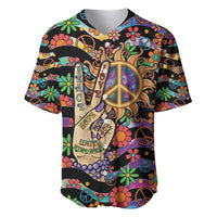 Hippie Baseball Jersey Hand Gesture V With Peace Symbol - Wonder Print Shop