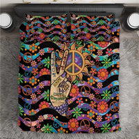 Hippie Bedding Set Hand Gesture V With Peace Symbol - Wonder Print Shop