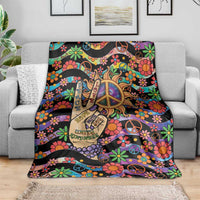 Hippie Blanket Hand Gesture V With Peace Symbol - Wonder Print Shop