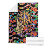Hippie Blanket Hand Gesture V With Peace Symbol - Wonder Print Shop
