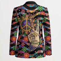 Hippie Blazer Hand Gesture V With Peace Symbol - Wonder Print Shop