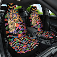 Hippie Car Seat Cover Hand Gesture V With Peace Symbol - Wonder Print Shop