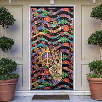 Hippie Door Cover Hand Gesture V With Peace Symbol - Wonder Print Shop
