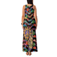 Hippie Family Matching Tank Maxi Dress and Hawaiian Shirt Hand Gesture V With Peace Symbol - Wonder Print Shop