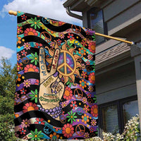 Hippie Garden Flag Hand Gesture V With Peace Symbol - Wonder Print Shop