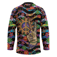 Hippie Hockey Jersey Hand Gesture V With Peace Symbol - Wonder Print Shop