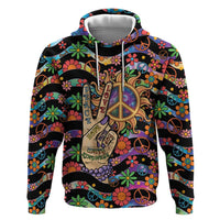 Hippie Hoodie Hand Gesture V With Peace Symbol - Wonder Print Shop