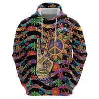 Hippie Hoodie Hand Gesture V With Peace Symbol - Wonder Print Shop