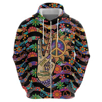 Hippie Hoodie Hand Gesture V With Peace Symbol - Wonder Print Shop