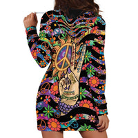 Hippie Hoodie Dress Hand Gesture V With Peace Symbol - Wonder Print Shop
