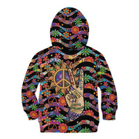 Hippie Kid Hoodie Hand Gesture V With Peace Symbol - Wonder Print Shop