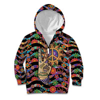 Hippie Kid Hoodie Hand Gesture V With Peace Symbol - Wonder Print Shop