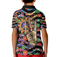 Hippie Kid Polo Shirt Hand Gesture V With Peace Symbol - Wonder Print Shop