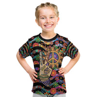 Hippie Kid T Shirt Hand Gesture V With Peace Symbol - Wonder Print Shop