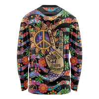 Hippie Long Sleeve Shirt Hand Gesture V With Peace Symbol - Wonder Print Shop