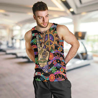 Hippie Men Tank Top Hand Gesture V With Peace Symbol - Wonder Print Shop