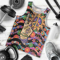 Hippie Men Tank Top Hand Gesture V With Peace Symbol - Wonder Print Shop