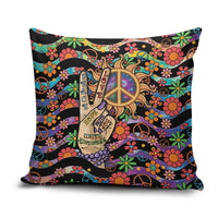 Hippie Pillow Cover Hand Gesture V With Peace Symbol - Wonder Print Shop
