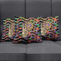 Hippie Pillow Cover Hand Gesture V With Peace Symbol - Wonder Print Shop