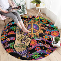 Hippie Round Carpet Hand Gesture V With Peace Symbol - Wonder Print Shop