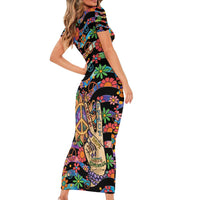Hippie Short Sleeve Bodycon Dress Hand Gesture V With Peace Symbol - Wonder Print Shop