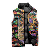 Hippie Sleeveless Puffer Jacket Hand Gesture V With Peace Symbol - Wonder Print Shop
