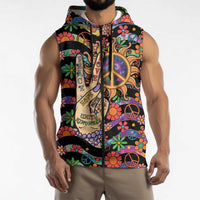 Hippie Sleeveless Zip Hoodie Hand Gesture V With Peace Symbol - Wonder Print Shop