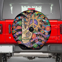 Hippie Spare Tire Cover Hand Gesture V With Peace Symbol - Wonder Print Shop