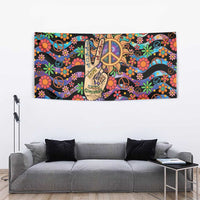 Hippie Tapestry Hand Gesture V With Peace Symbol - Wonder Print Shop