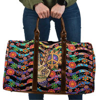 Hippie Travel Bag Hand Gesture V With Peace Symbol - Wonder Print Shop