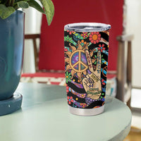 Hippie Tumbler Cup Hand Gesture V With Peace Symbol - Wonder Print Shop