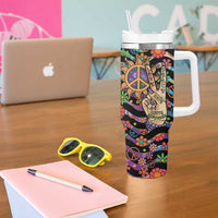 Hippie Tumbler With Handle Hand Gesture V With Peace Symbol - Wonder Print Shop