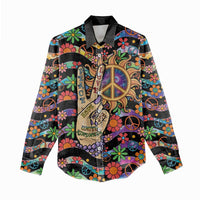 Hippie Women Casual Shirt Hand Gesture V With Peace Symbol - Wonder Print Shop