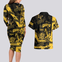 Buffalo Soldiers Couples Matching Long Sleeve Bodycon Dress and Hawaiian Shirt Military Urban Retro Style - Wonder Print Shop